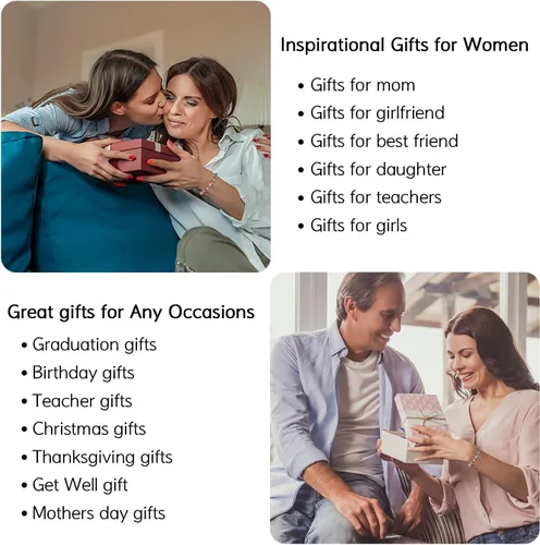 Vista 7 de GVUSMIL Pulseras inspiradoras de cumpleaños para profesoras, regalos para mujeres, pulseras de piedra curativa de la naturaleza, regalos