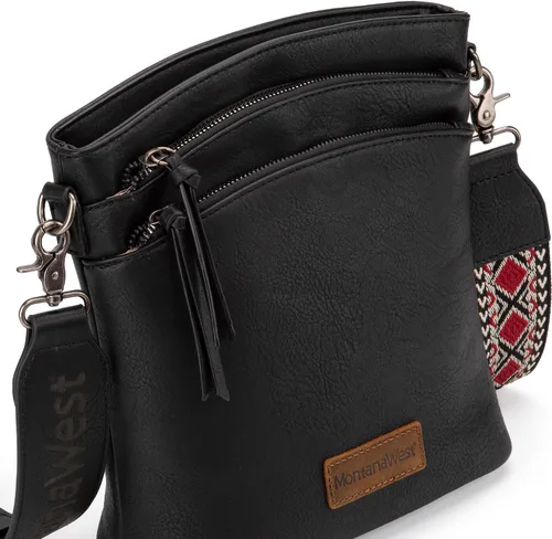 Vista 3 de Montana West Bolso cruzado grande con bolsillo con cremallera múltiple con correa de guitarra