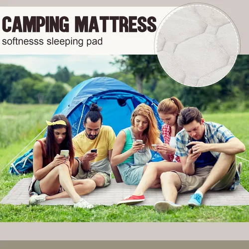 Vista 4 de Threehoney 2 Pack Cot Mattress Topper Pad Quilted Foam Camping Single Soft Portable Sleeping Topper with Storage Bag Waterproof Non-Slip Bottom for