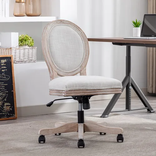 Vista 9 de HEAH-YO Juego de 1 sillas de escritorio modernas sin brazos, silla giratoria para computadora con ruedas y reposabrazos, silla de oficina ajustable
