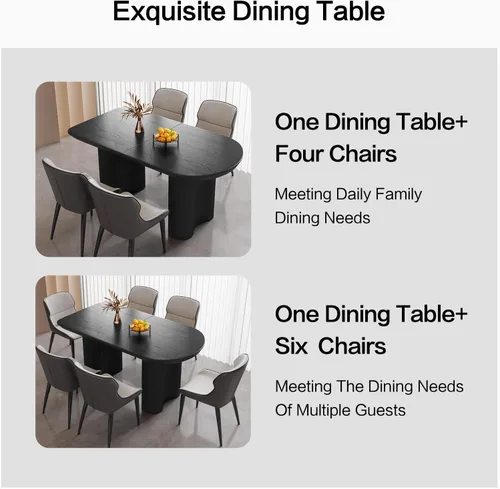 Vista 8 de Guyii Mesa de comedor de 55.11 pulgadas, mesa de cocina moderna para 6 personas, mesa de comedor interior para cocina, bar, sala de estar, espacio