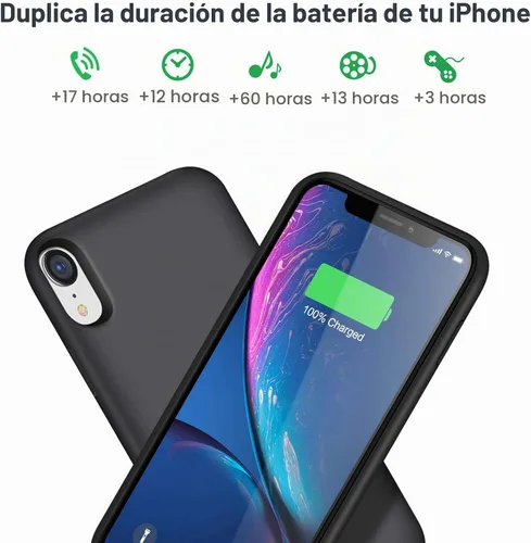 Vista 2 de Funda de batería para iPhone XR, funda de carga portátil de 6800 mAh para iPhone XR, batería externa recargable, batería externa, funda protectora
