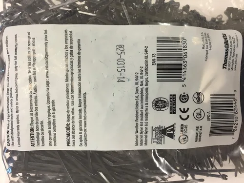 Vista 2 de Thomas y Betts TR TY23MX CABLE TIE 18LB 4" UV BLK (Paquete de 1000)