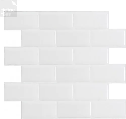 Vista 10 de Tic Tac Tiles Adhesivo autoadhesivo removible de 12 x 12 pulgadas para la loseta del muro de la cocina o el baño, azulejos en diseños de metro