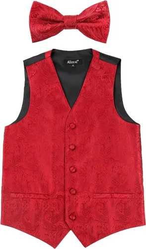 Vista 18 de Alizeal Conjunto de 2 piezas de corbata de lazo preatada de jacquard de cachemira con estampado floral clásico para niños