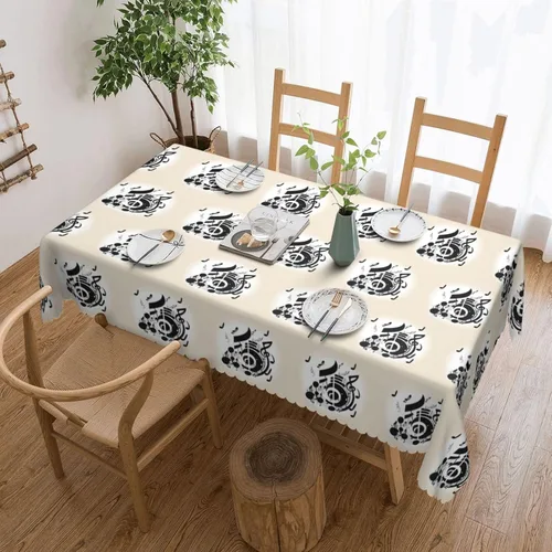 Vista 16 de Mantel rectangular de encaje de poliéster con lunares negros, 54 x 72 pulgadas, resistente a las arrugas, lavable, mantel grueso