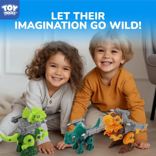 Vista 7 de TOY Life Paquete de 3 juguetes de dinosaurio desmontables para niños de 3, 5, 7 años, juguete de dinosaurio con taladro eléctrico, regalos