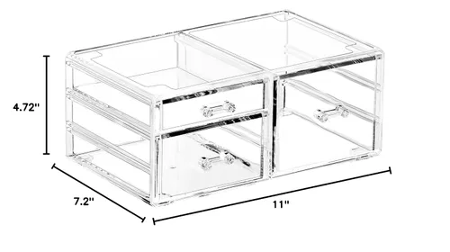 Vista 3 de Cq acrylic Organizador de maquillaje apilable con 3 cajones, organizador de cajones transparente para mostrador de tocador, organizador