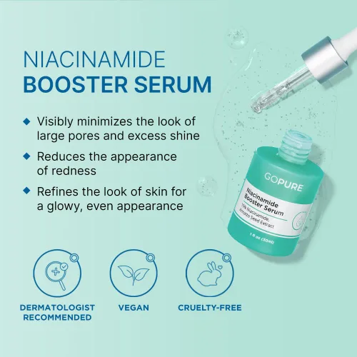 Vista 2 de goPure Suero potenciador de niacinamida 10% – Cuidado de la piel que reduce el enrojecimiento, reduce el aspecto de la decoloración de la piel