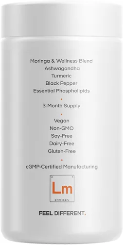 Vista 9 de Codeage Suplemento liposomal de moringa+, 400 mg de extracto de moringa 50:1 - cúrcuma, Ashwagandha, pimienta negra, suministro de 3 meses, polvo