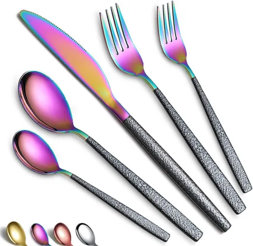 Vista 10 de Juego de servir de metal con cabeza de cobre brillante, 10 piezas, incluye servidor para pasteles, cuchara y tenedor de ensalada, cucharón