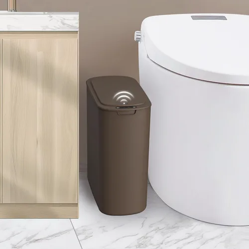 Vista 12 de Cesun Cubo de basura negro con sensor de movimiento automático para baño con tapa, cubo de basura sin contacto de 2.6 galones, cubo de basura