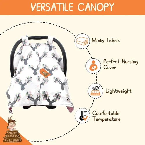 Vista 5 de Dear Baby Gear - Toldo de asiento de automóvil de 40 x 30 pulgadas, funda para transportar bebés para niños y niñas, uso acogedor para otoño