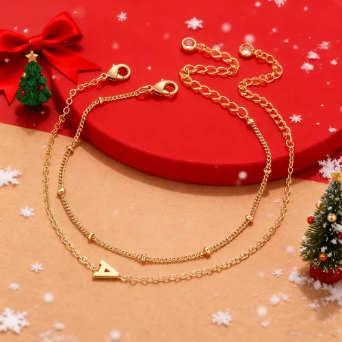 Vista 5 de Dainty Gold Initial Pulseras chapadas en oro de 14 quilates, delicadas, personalizables, con iniciales, para mujer, adolescente, niña, joyas