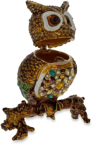 Vista 3 de BestPysanky Figura de búho con joyas en una rama de árbol, 3.4 pulgadas
