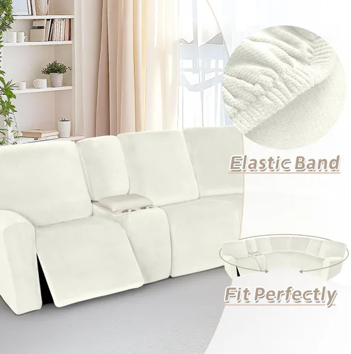 Vista 241 de Arfntevss Fundas de sofá seccional reclinable de terciopelo, Funda de sofá seccional de esquina para sofá reclinable, Funda elástica suave