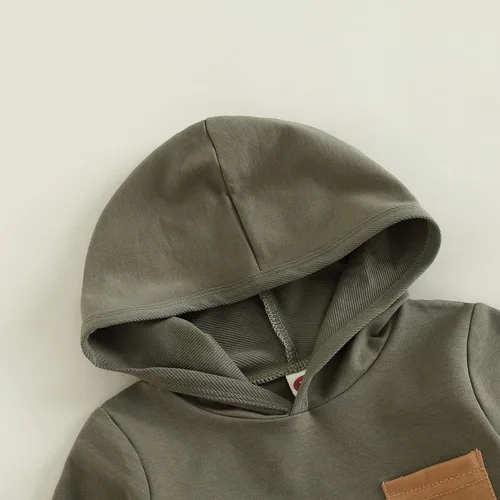 Vista 11 de Conjunto de ropa para niños pequeños, sudadera de retazos, manga larga, pantalones sólidos, para otoño e invierno