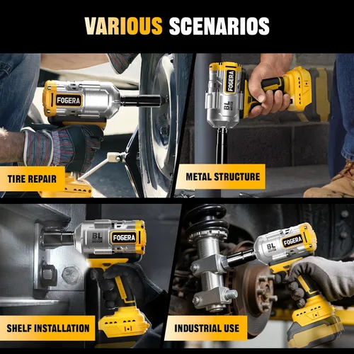 Vista 7 de Llave de impacto inalámbrica de 1/2 pulgada – Compatible con baterías Dewalt de 20 V, 1100 pies-libras (1500 N.m), destornillador de impacto de alto