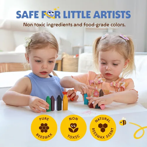 Vista 4 de Honeysticks - Ceras triangulares (paquete de 10) - 100% cera de abejas pura, colores de grado alimenticio, ceras no tóxicas para bebés, niños