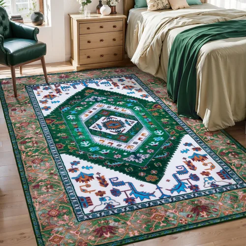 Vista 343 de SERISSA - Tapetes florales vintage, antideslizante, lavable, pequeño, ultrasuave, bohemio, de pelo bajo, para entrada, interiores, habitación