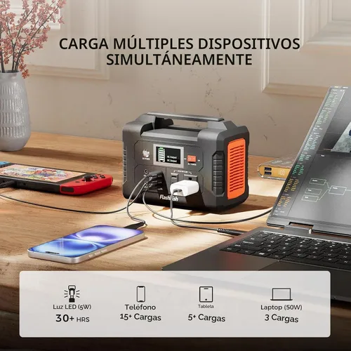 Vista 4 de Generador solar con panel solar incluido, FF Flashfish 151Wh estación de energía portátil + panel solar de 100 W (salida CC/USB-A/USB-C), batería