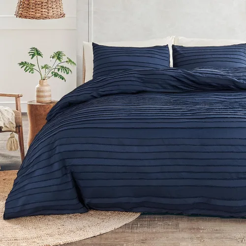 Vista 19 de NEXHOME PRO Funda de edredón tamaño individual, juego de funda de edredón azul de 2 piezas, suave y ligero, 100% microfibra lavada, juego para todas