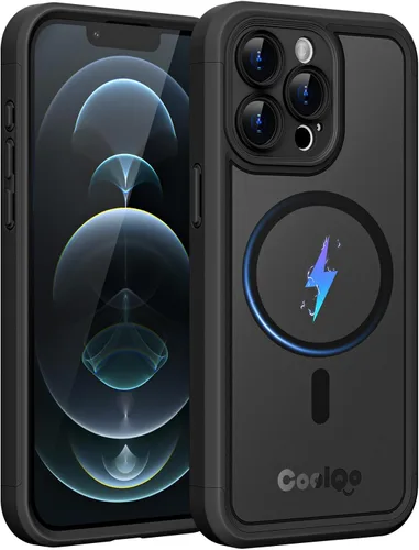 Vista 41 de COOLQO Funda magnética para iPhone 12, doble capa mate resistente a los arañazos, color negro
