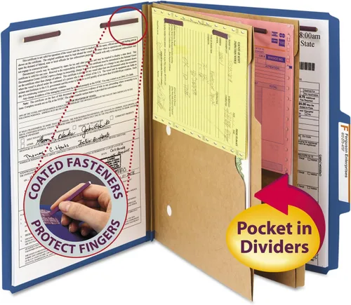 Vista 10 de Carpetas de clasificación azules Smead para documentos, tamaño carta, expansión de 2 pulgadas, 2 divisores, tablero prensado duradero para archivos