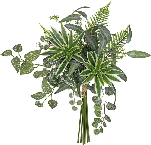 Vista 10 de Juego de cajas de tallos de vegetación artificial, 5 tipos de hojas de eucalipto mixtas de hojas de eucalipto plateadas, helechos de monstera Tipo 1