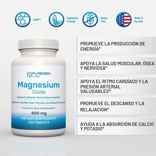 Vista 3 de Suplemento de óxido de magnesio de 400 mg [alta potencia] Paquete de 2 - Total de 240 tabletas