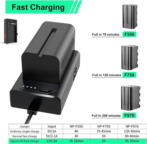 Vista 2 de Portkeys PT6 + NP-F750 - Kit de cargador Zgcine, pantalla táctil DCI-P3 IPS de 5.2 pulgadas, monitor de campo DCI-P3 IPS DSLR en cámara, entrada