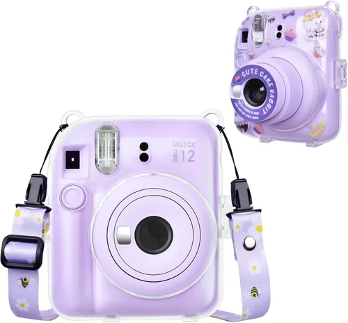 Vista 14 de Funda rígida transparente mejorada con adhesivo de bricolaje para cámara instantánea Fujifilm Instax Mini 12, funda transparente Instax Mini 12