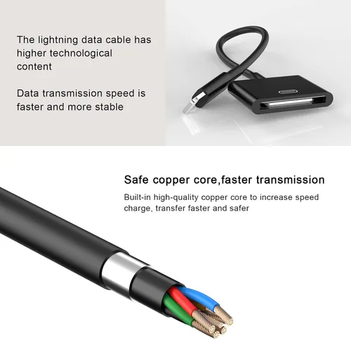 Vista 5 de Adaptador Lightning a 30 pines para iPhone, [certificado Apple MFi] Convertidor de carga y transferencia de datos hembra de 8 pines a 30 pines