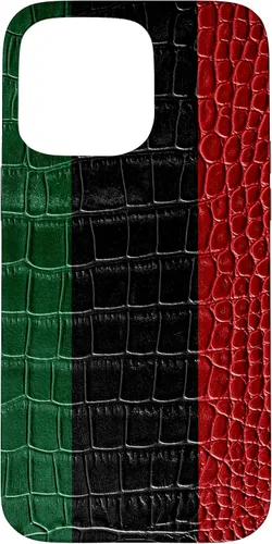 Vista 28 de iPhone 16 Pan African Flag Patriotic Crocodile Skin Print Pride Case