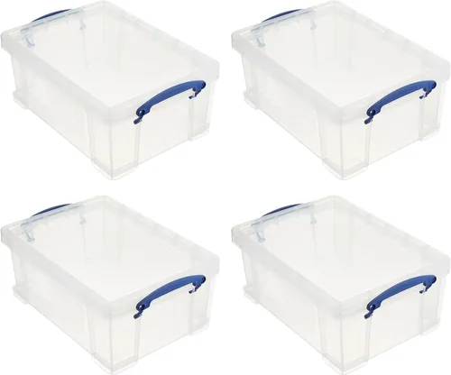 Vista 11 de Really Useful Box - Contenedores de almacenamiento de plástico apilables de 9 litros con tapa de cierre y asas con clip incorporado