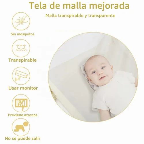 Vista 5 de L RUNNZER Tienda de campaña desplegable Pack N Play, red de bebé para mantener a los niños pequeños, mini toldo para cuna para empacar y jugar Beige