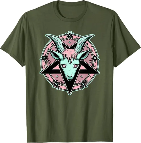 Vista 79 de Camiseta Kawaii Paste Creepy Goat Pentacle, Negro