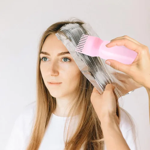 Vista 3 de Cosywell Botella aplicadora de peine de raíz, 6 onzas, paquete de 2 cepillos aplicadores de tinte para el cabello con escala graduada (rosa)
