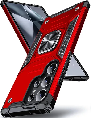 Vista 113 de DASFOND Diseñada para funda Galaxy S8 con soporte, anillo metálico giratorio mejorado de 360°, soporte kickstand de grado militar, resistente a