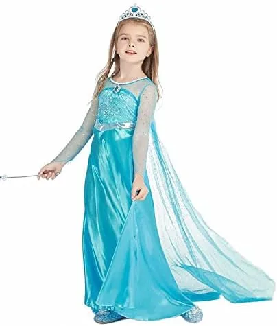 Vista 4 de Frozen Elsa - Disfraz de princesa (5T), color azul