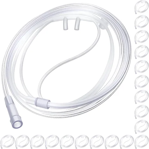 Vista 9 de Paquete de 5 cánulas nasales de oxígeno para adultos de 4 pies, tubo de oxígeno suave para adultos, tubo nasal de cánula con pieza nasal curvada
