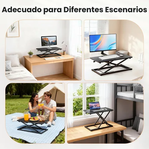 Vista 8 de Convertidor de escritorio de pie de altura ajustable, elevador de teclado de 23.6 x 13.4 pulgadas para elevador de escritorio de pie, soporte