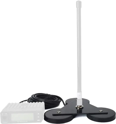 Vista 6 de SO239 - Base magnética de montaje de antena con imanes triples W/5M (16.4 pies) RG-58 Cable PL-259 Enchufe, para antena de radio de jamón móvil