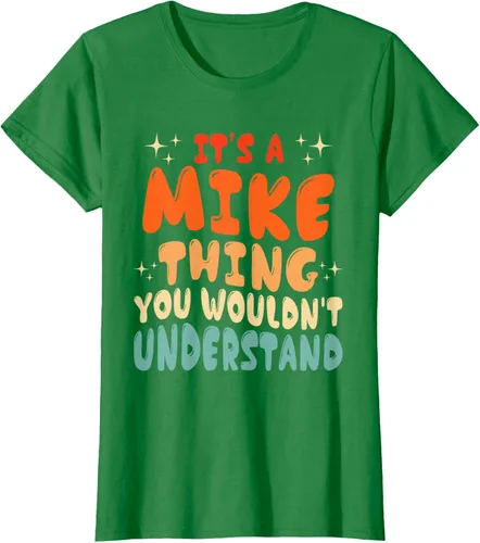 Vista 36 de Camiseta retro de los años 80 con texto en inglés "It's A Mike Thing You Wouldn't Understand", Negro
