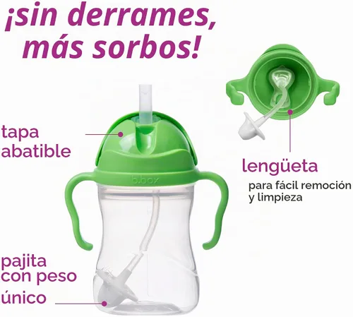 Vista 4 de b.box Vaso para beber con popote abatible, bebe desde cualquier ángulo, popote pesado, a prueba de derrames, a prueba de fugas y de fácil agarre
