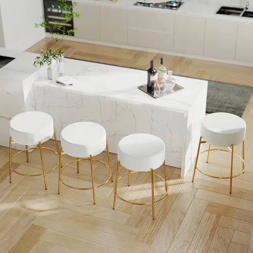 Vista 16 de SoarFlash - Juego de 2 taburetes de bar modernos giratorios, taburetes de barra de 24" Sherpa con asiento giratorio de altura de mostrador