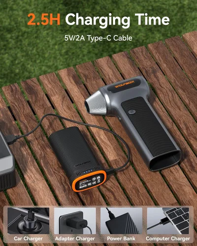 Vista 7 de WOLFBOX Plumero de aire comprimido MF200, batería extraíble, limpieza