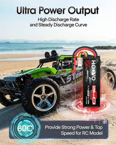 Vista 6 de HOOVO 3S Lipo Batería 5200mAh 11.1V 80C Hardcase RC Batería con T Plug para RC Cars RC Truck Helicóptero Avión (paquete de 2)