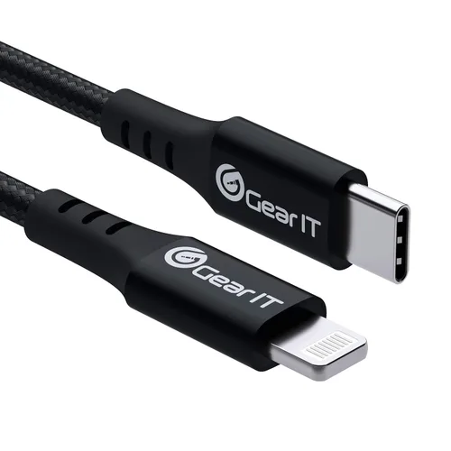 Vista 9 de GEARit Paquete de 2 cables Lightning a USB-C, 6 pies [certificado Mfi] de nailon trenzado de carga rápida para iPhone 12/12 Pro/12 Pro Max/11/11