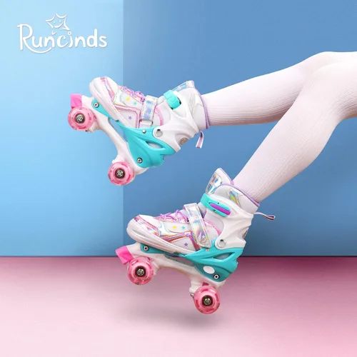 Vista 5 de Patines de ruedas para niñas y niños, 4 tamaños ajustables con ruedas iluminadas